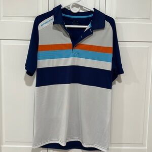 Oakley M white and blue golf polo